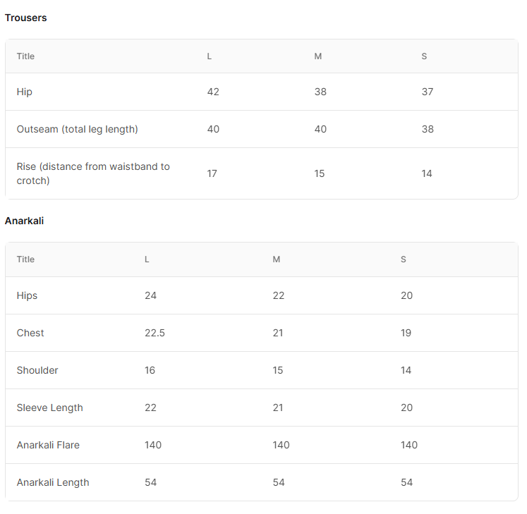 Size Chart