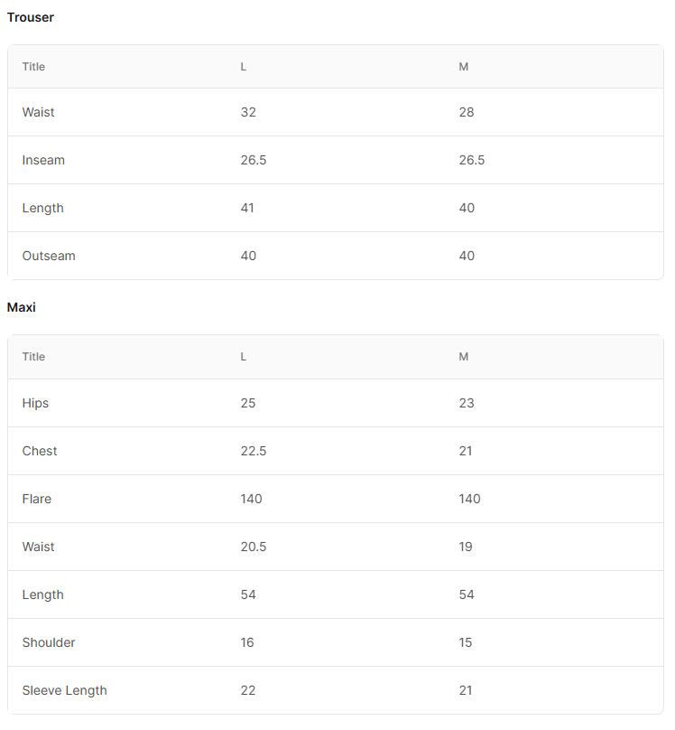 Size Chart