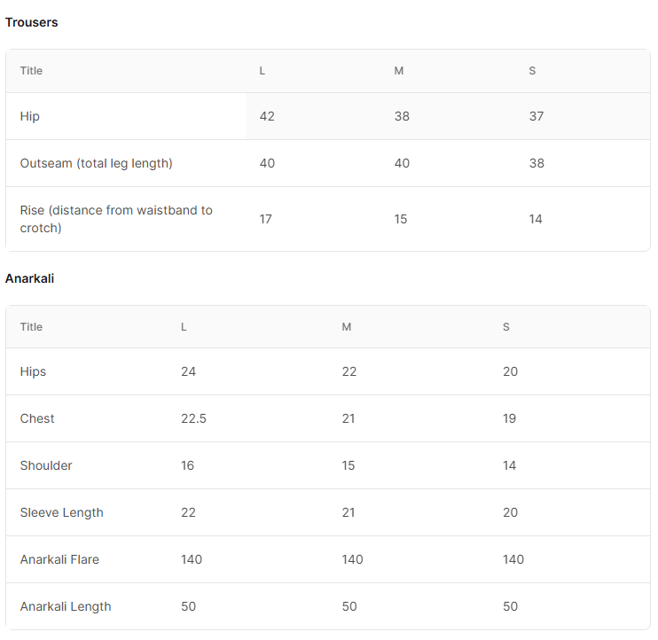 Size Chart